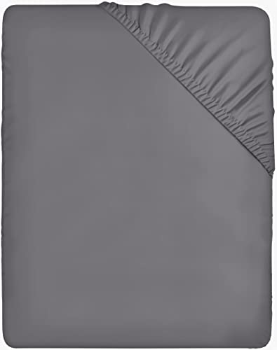 Utopia Bedding Spannbettlaken, Grau, 180 x 200 cm – 35 cm Zuschnitte für Dicke Matratzen, gebürstetes Mikrofaser-Polyester